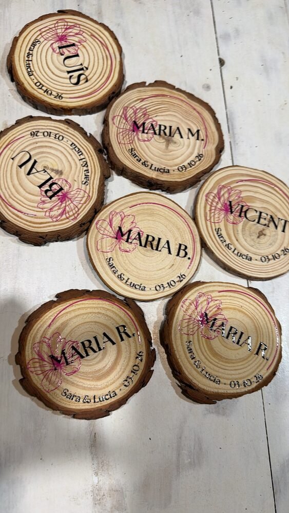 Posavasos personalizados en boda en Albacete